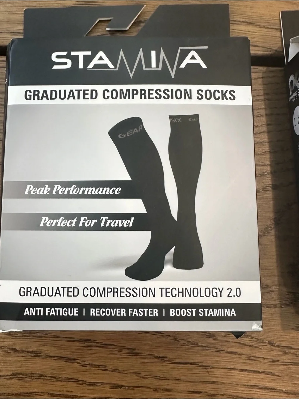 Physix Gear Stamina Graduated Compression Socks 20-30 mmHg Black L/XL 2 Pairs